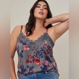 Torrid Ava Stretch Challis Lace Trim Cami - 3X - NWOT